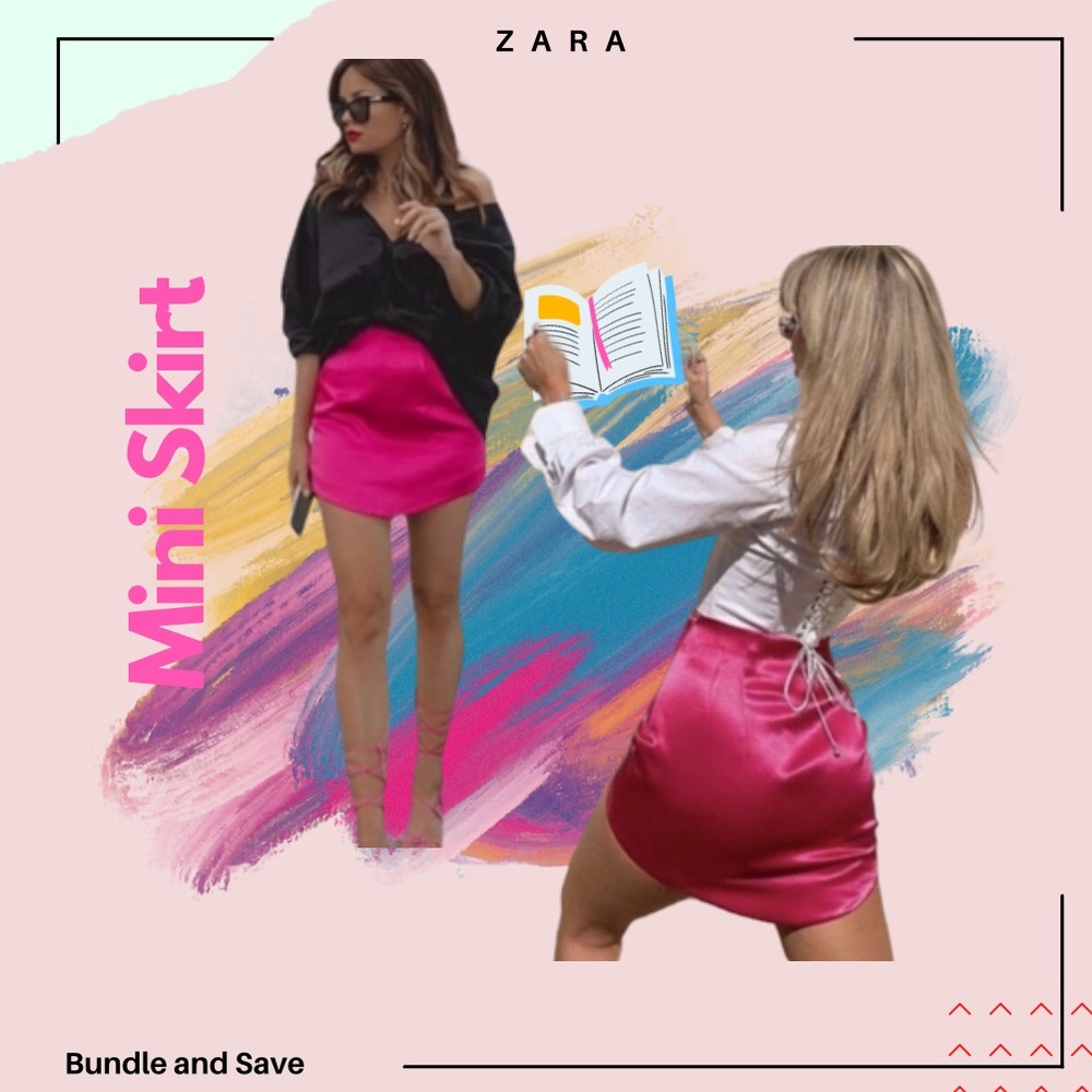 ZARA Pink Fuchsia Satin Effect Mini Skirt NWT XSmall